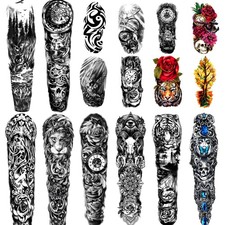 Extra Large waterproof Temporary Tattoos 8 Sheets Full Arm Fake Tattoos and 8...