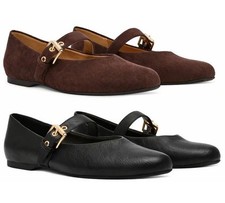 DV by Dolce Vita Womens Flat Mary Jane Strap with Buckle Size: 6-11, Black/Brown