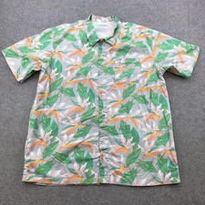 Columbia PFG Shirt Mens XL Gray Tropical Floral Vented Fishing Button Front