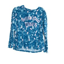 Disney Stitch Size M 8-10 Weekend Vibes Soft Long Sleeve Graphic Pajama Shirt