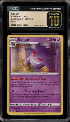 Pokemon Gengar Lost Origin Holo Rare #066 CGC 10 Pristine
