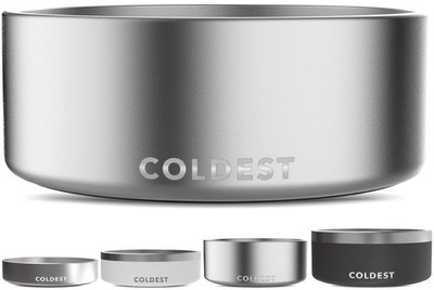 64 oz Coldest Dog Bowl Insulated Stainless Steel Non Slip Heavy Duty Polished