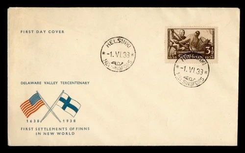 DR WHO 1938 FINLAND FDC DELAWARE TERCENTENARY M78880