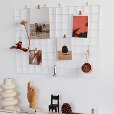 Wall Grid Panel for Photo Display,Wall Storage Organizer,5 Metal Clips  3 S ...