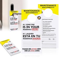 50-PCS 3.5x7.9 Maintenance Door Hanger Tags, Bilingual, Blank, Large Hole,Paper