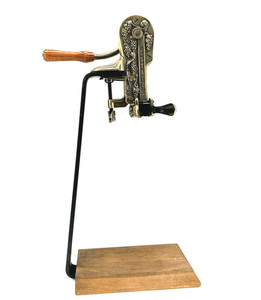 Vintage Rogar Estate Brass Table Top Wine Bottle Opener Corkscrew w/ Wood Stand