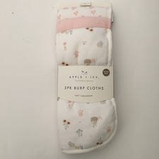 Baby Burp Cloths Cotton Front 3pk Pink Floral NEW DreamGro Apple Ivy