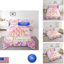 Feelyou Kids Castle Bedding Set Twin Size Princess Comforter 2Pcs