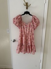 LoveShackFancy x Target Floral Puff Sleeve Cecile Mini Dress In Pink Size 8