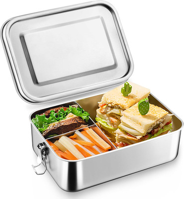 Brotdose mit Fächern, 850ml Edelstahl Bento Box Lunchbox für Kinder & Erwachsene