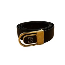 Bally - Black Gold Leather Hardware Belt Reversible Buckle