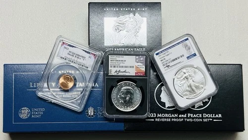 2021-2024 7-COIN BUNDLE REV.PROOF MORGAN/PEACE LIBERTY/BRITANNIA +MORE see desc.