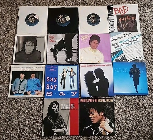 45 rpm Lot 11 MICHAEL JACKSON Picture Sleeves ONLY + 3 VINYLS THRILLER P.Y.T.