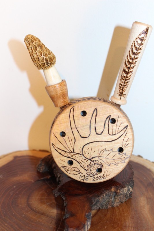 Custom Made Sycamore Wood Turkey Pot Call with Two Round Tip Rod Strikers