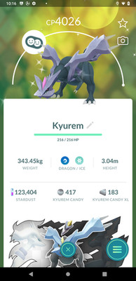 Shiny Kyurem Level50 3 Moveset | Tr-de 1M 20k stardust - UltraFriend - PTC