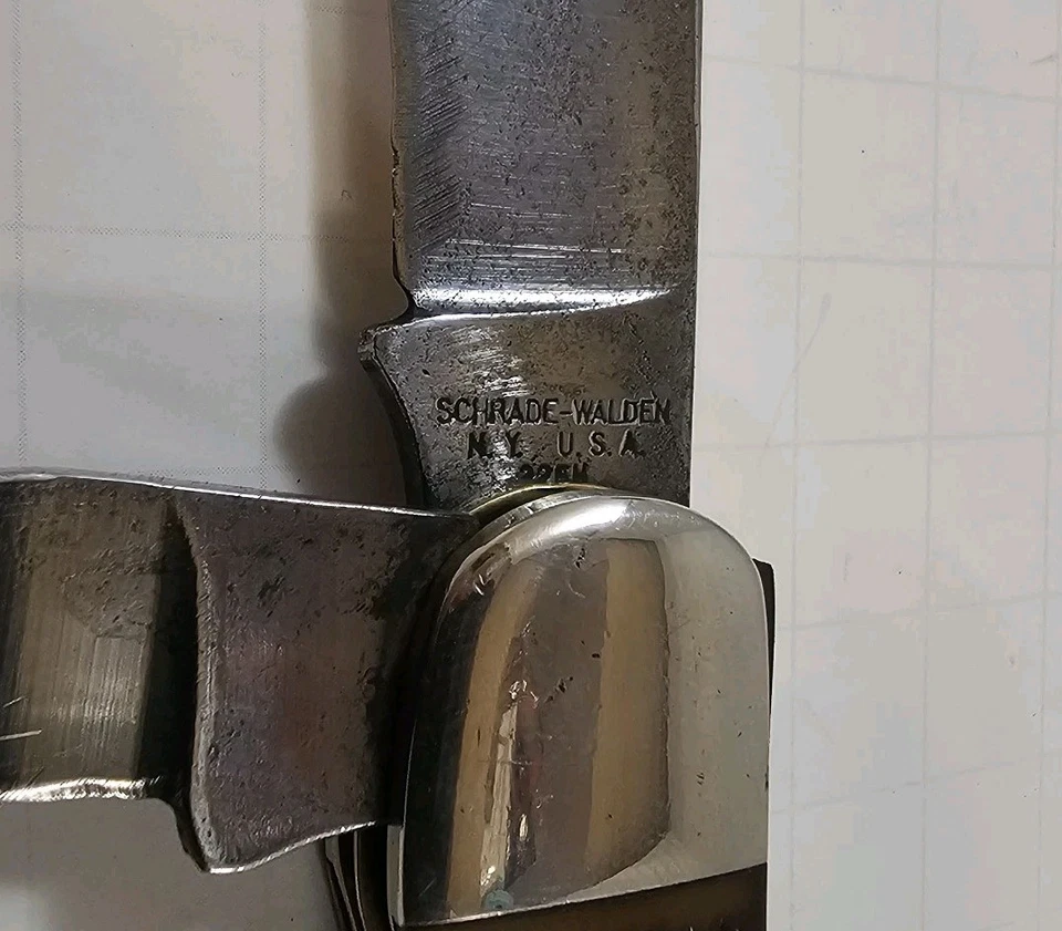 Винтажный складной охотничий нож SCHRADE WALDEN USA N.Y. 225 H с ножнами - Изображение 3 из 4