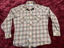 Vintage 70s 80s Wrangler Shirt Mens Plaid Cowboy Rodeo Pearl Snap Made USA XL