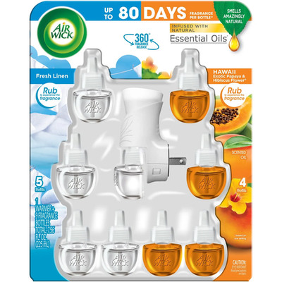 Airwick Scented Oils, 1 Warmer & 9 Refills, Assorted Scents