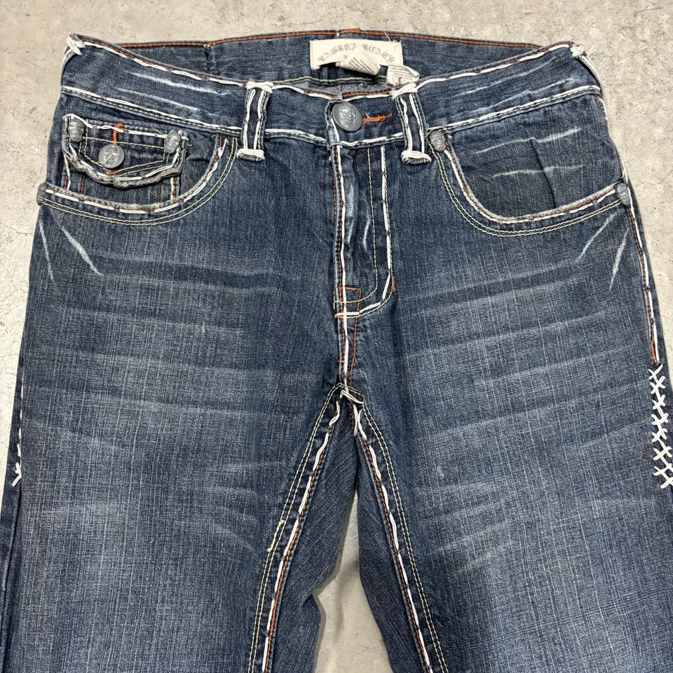 Pantalones de mezclilla de playa Laguna para hombre 32x31 azul corte bota desgastados bolsillos con tachuelas EE. UU. Moto Foto 2 de 4