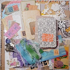 100 Junk Journal & Collage Supplies Ephemera incl. Vintage and Handmade Items