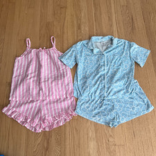 Art Class Summer Pajama Sets Pink Stripe Blue Floral Girl's Size XL 14