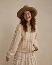 Rylee + Cru Womens Bobble Cardigan Shell Large Soft Cozy Outerwear Sweater