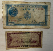 ROMANIA 2 NOTES 10 LEI 1966, 5000 LEI 1945 COMBINE SHIPPING