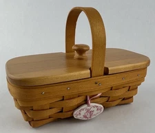 Longaberger Hope Basket With Lid Tie On Protector 2000 Small American Cancer