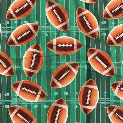 Football Print Cotton Fabric 42'' W x 35'' L Piece, David Textiles, Sewing Crafts