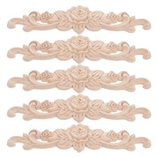 5 Pcs Unpainted Flower Onlay Carved Wooden Onlays Furniture Decal