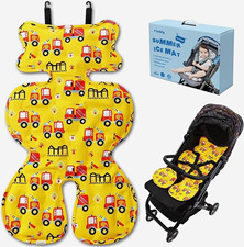 Yinbly Sommer Eismatte Kinderwagen Sitzeinlage Kühlkissen, gelb Autos Fahrzeuge