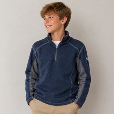 K HL Kashmira Quarter Zip Pullover Kids Medium 10  12 Blue Fleece Sweater