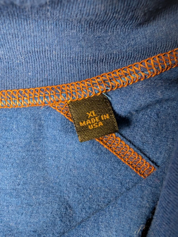 Мужская рубашка Orvis Trout Bum XL с длинным рукавом 1/4 на молнии синяя сделано в США для рыбалки - Изображение 4 из 4