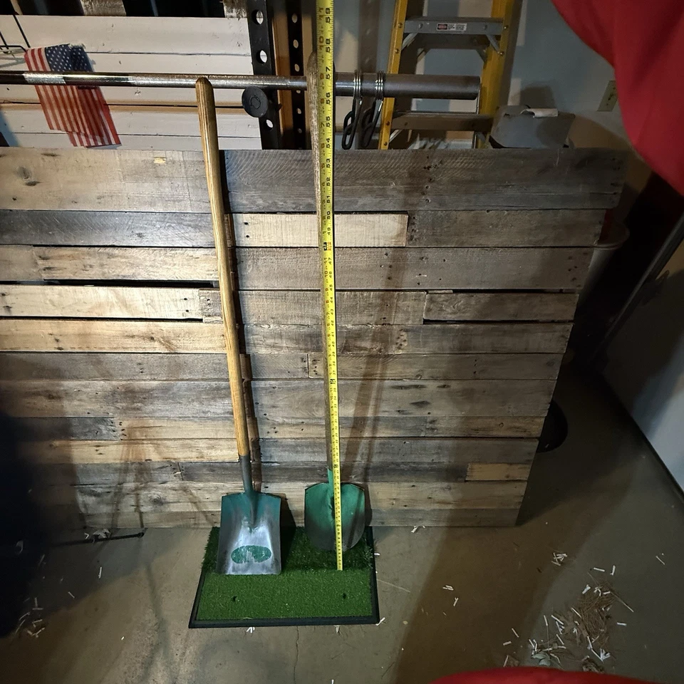 Pair of Vintage USA Made Green Tempered Steel Shovels – Square & Round Point - Image 2 of 4