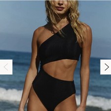 Beach Riot Celine Cutout One-Shoulder One-Piece Swimsuit Black Medium