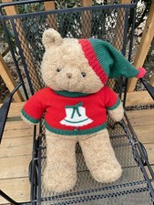 Vintage 1993 JCPenney Collection 26" Christmas Teddy Bear w Sweater Hat, Tag