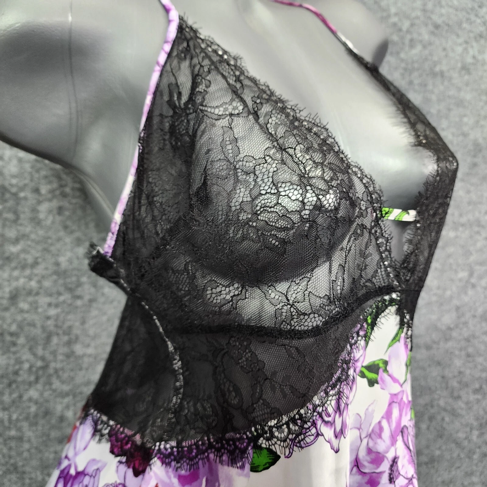 UNDERCOVER Abito da notte Victoria's Secret SLIP floreale bianco VIOLA rosso nero pizzo grande