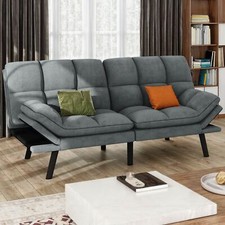 70 Dark Gray Convertible Futon Sofa Bed Fabric Futon Couch Sleeper Sofa Living