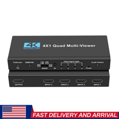 4K HDMI 4x1 1080P Multi-Viewer Seamless Quad Screen Real Time Remote Splitter