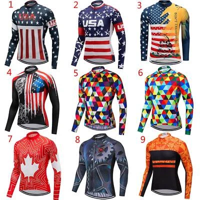 Fahrradtrikot Herren Langarm Sommer Rennrad Team Trikot Radtrikot Reflektierend - Bild 1 von 4