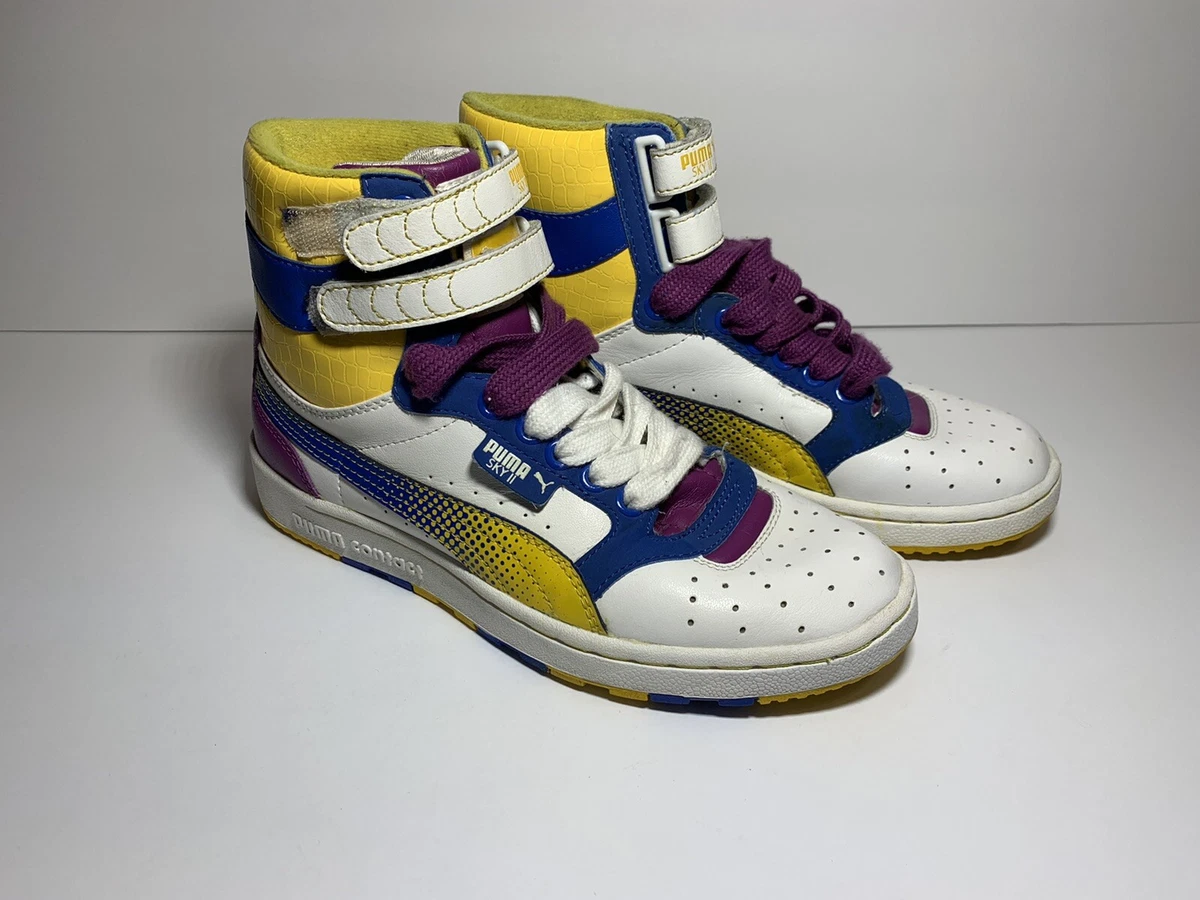 Puma Womens Sky II Hi Yellow Purple Blue High Top Sneaker Size 6 | eBay