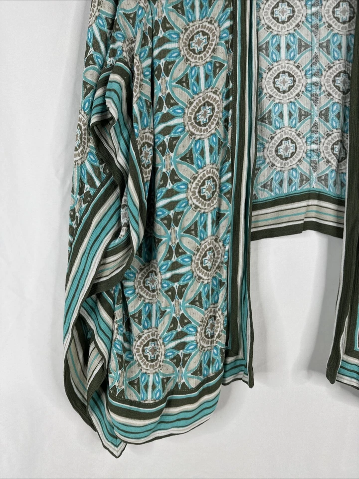 Cárdigan Catherines frente abierto para mujer talla grande 0XWP 1XWP kimono geométrico Foto 4 de 4