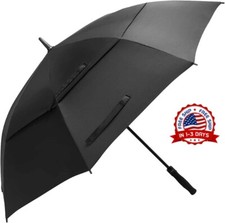 Paraguas Negro Para Lluvia Y Viento Grande Resistentes Sombrilla De Hombre Mujer