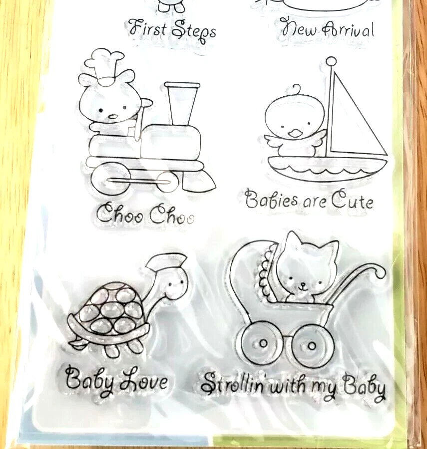 ¡NUEVO! Juego de sellos transparentes Inkadinkado ~ BABY LOVE ~ niño o niña bebés niños Foto 4 de 4