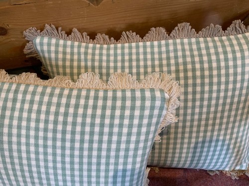 1 reversible cushion cover Susie Watson gingham + beech fan trim - Picture 2 of 3