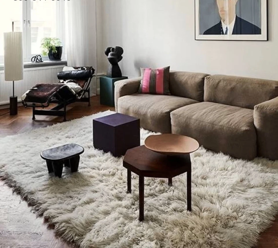 SUPER PLUSH FLOKATI RUGS. LONG 3.5" WOOL PILE. STYLISH SHAGGY WOOL AREA RUGS - Image 3 of 4