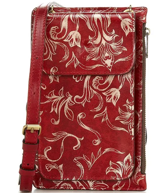 NWT $129 Patricia Nash Chiavella Western Wallpaper Ruby Red Phone Crossbody