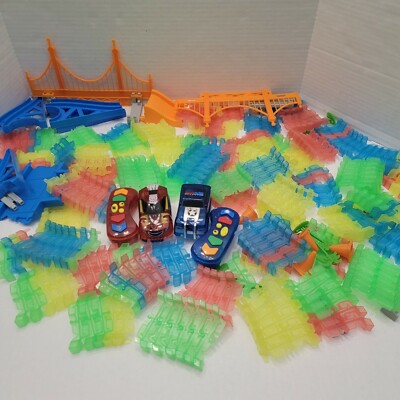 Huge Bundle Mega Set Magic Glow Tracks Cars Red Blue Police Remote - Main Image
