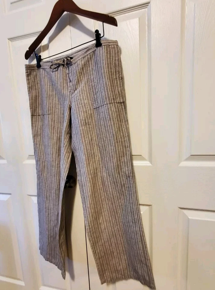 Victorias Secret 尺寸 6 米色亚麻海滩波西米亚海岸度假胜地 Drapey Capri 裤子 — 第 3/4 张图片