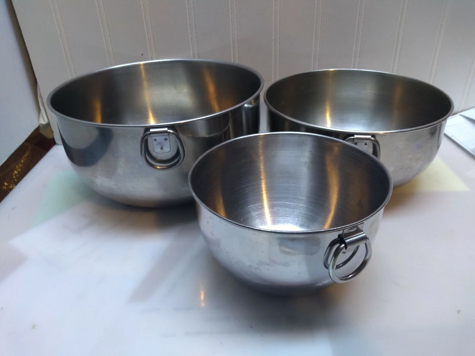 Revere Ware Stainless Bake-ware 3pcs Nesting Mixing Batter Bowl Dish Thumb Ring